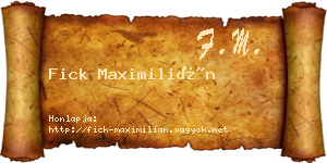 Fick Maximilián névjegykártya
